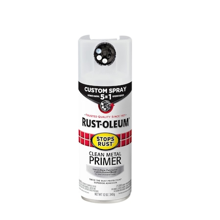Rust-Oleum Clean Metal Spray Primer, White, Flat, 12oz 384758